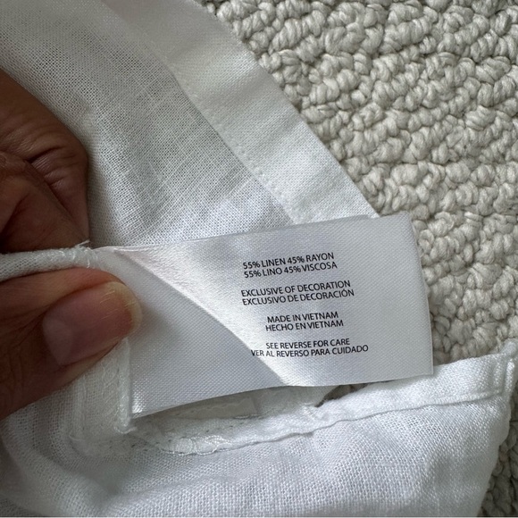 Orvis Shirt Top Womens Medium Linen Blend Casual Pocket Button Up Sleeveless - Picture 5 of 7